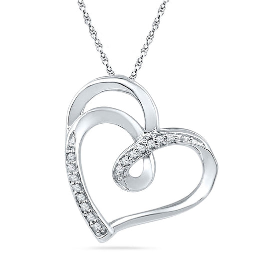 0.05 CT. T.W. Natural Diamond Looping Tilted Heart Pendant in Sterling Silver