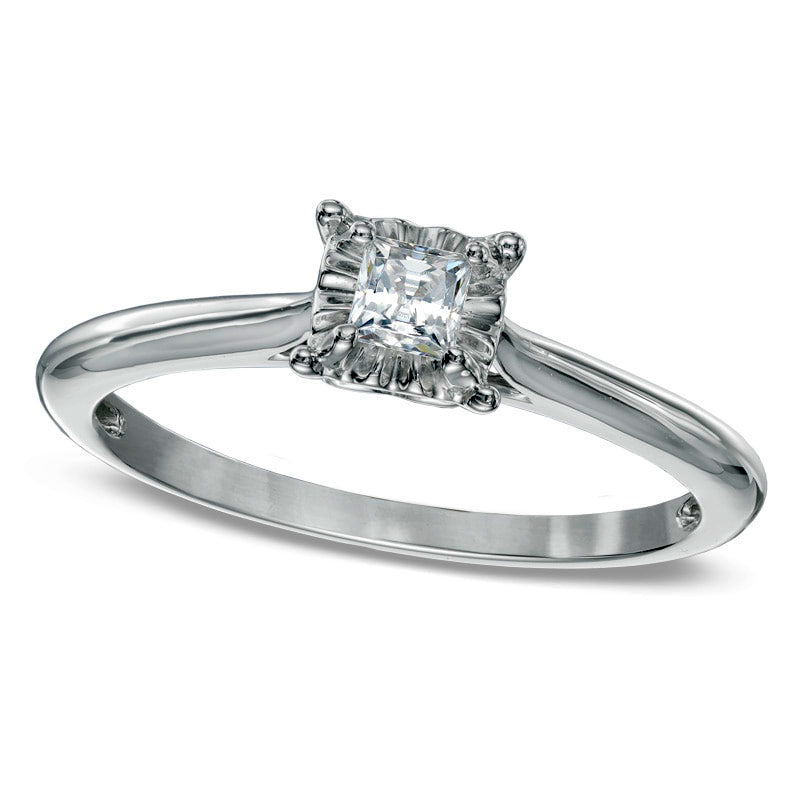 0.20 CT. Princess-Cut Natural Clarity Enhanced Diamond Solitaire Engagement Ring in Solid 10K White Gold