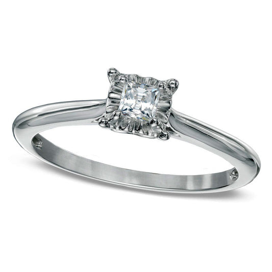 0.20 CT. Princess-Cut Natural Clarity Enhanced Diamond Solitaire Engagement Ring in Solid 10K White Gold