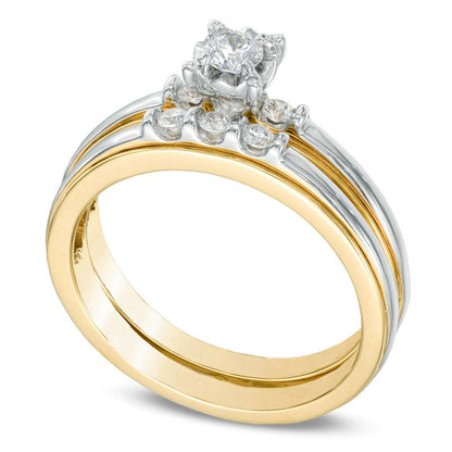 0.25 CT. T.W. Natural Diamond Bridal Engagement Ring Set in Solid 10K Two-Tone Gold