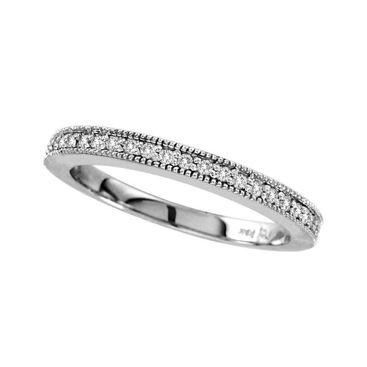 0.20 CT. T.W. Natural Diamond Antique Vintage-Style Wedding Band in Solid 14K White Gold (I/SI2)