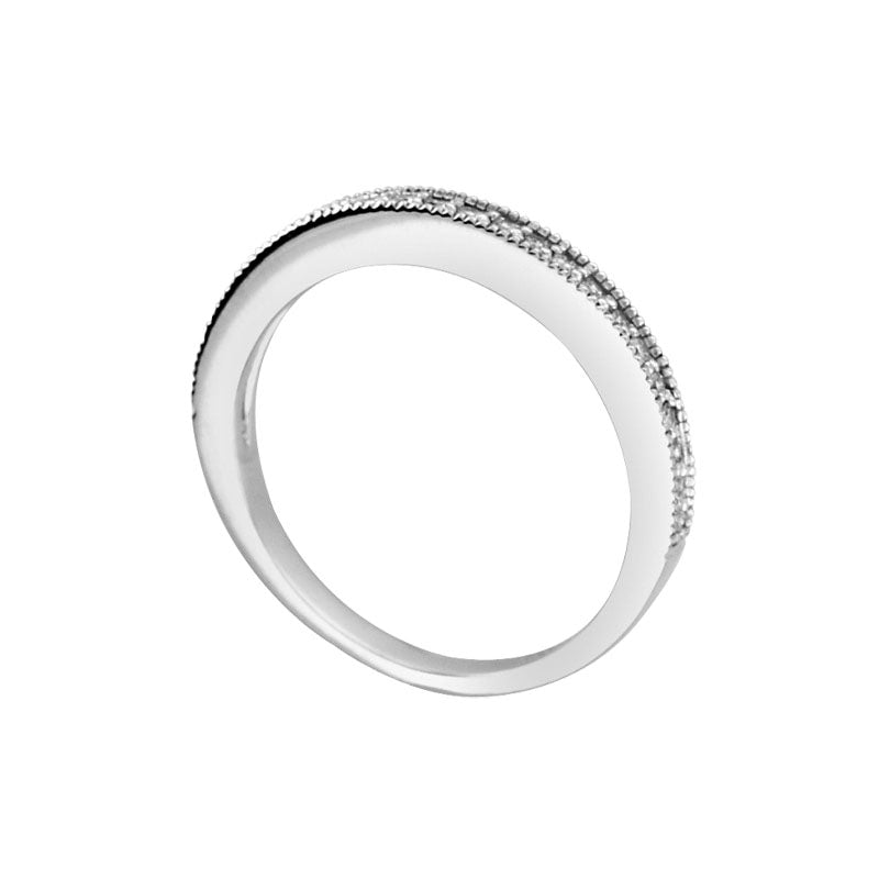 0.20 CT. T.W. Natural Diamond Antique Vintage-Style Wedding Band in Solid 14K White Gold (I/SI2)