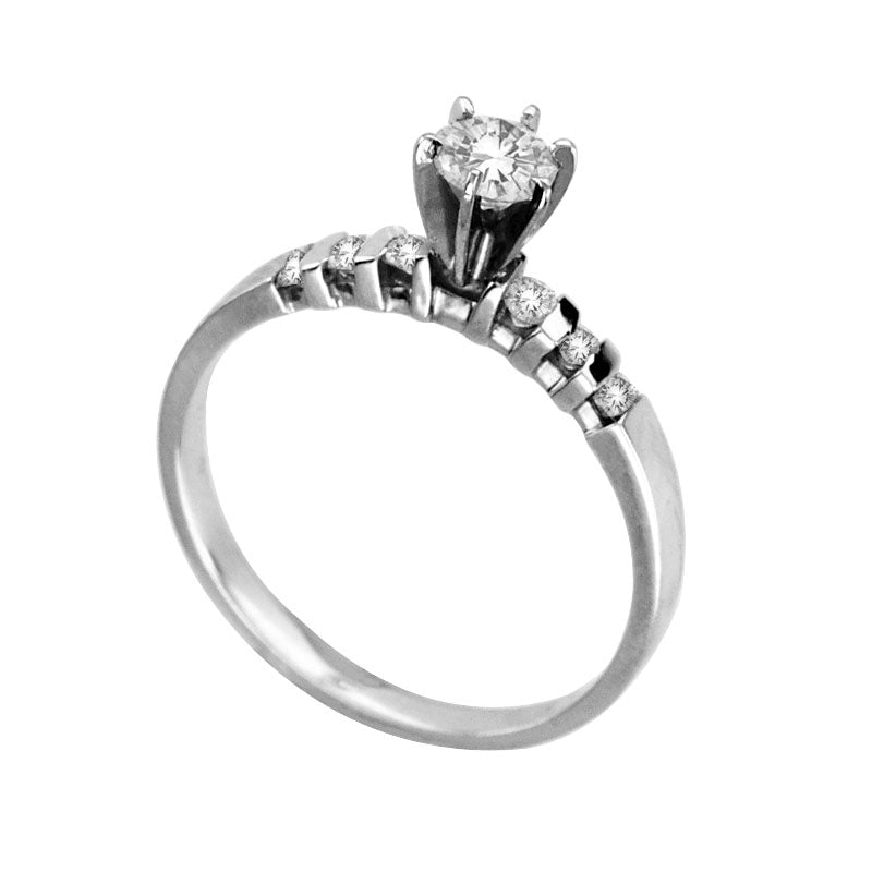 0.38 CT. T.W. Natural Diamond Engagement Ring in Solid 14K White Gold