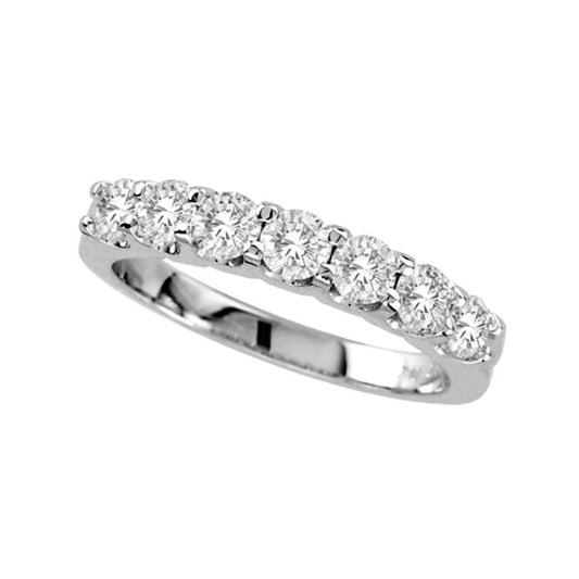 1.0 CT. T.W. Natural Diamond Seven Stone Wedding Band in Solid 14K White Gold
