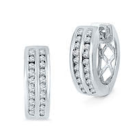 0.25 CT. T.W. Diamond Double Row Hoop Earrings in Sterling Silver