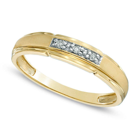 Ladies' Natural Diamond Accent Satin Wedding Band in Solid 10K Yellow Gold
