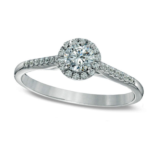 0.50 CT. T.W. Natural Diamond Frame Engagement Ring in Solid 14K White Gold