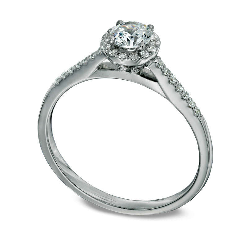 0.50 CT. T.W. Natural Diamond Frame Engagement Ring in Solid 14K White Gold