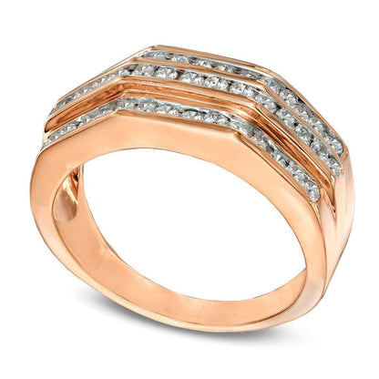 Men's 0.50 CT. T.W. Natural Diamond Wedding Band in Solid 10K Rose Gold