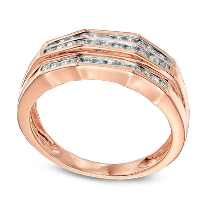 Men's 1.0 CT. T.W. Natural Diamond Wedding Band in Solid 10K Rose Gold