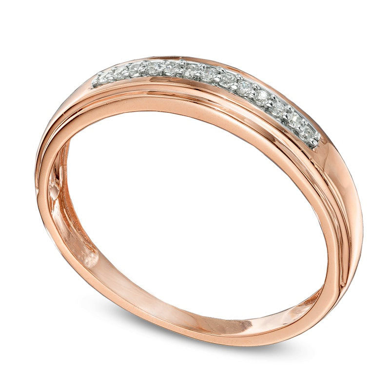 0.10 CT. T.W. Natural Diamond Wedding Band in Solid 10K Rose Gold