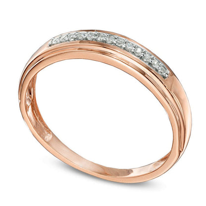 0.10 CT. T.W. Natural Diamond Wedding Band in Solid 10K Rose Gold