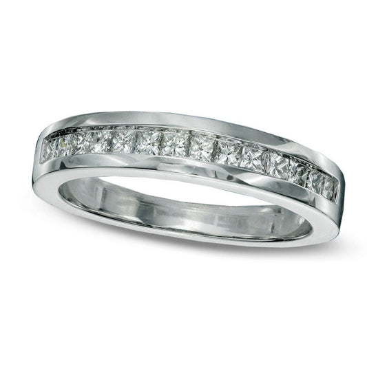 0.50 CT. T.W. Princess-Cut Natural Diamond Wedding Band in Solid 14K White Gold