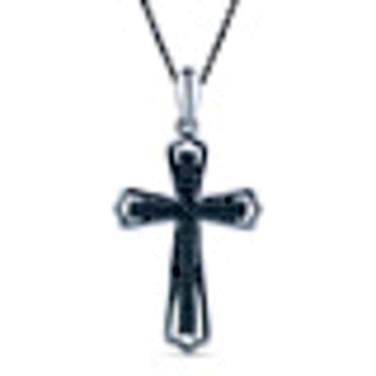 0.2 CT. T.W. Natural Diamond Cross Pendant in Sterling Silver