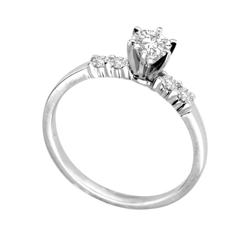 0.50 CT. T.W. Natural Diamond Engagement Ring in Solid 14K White Gold