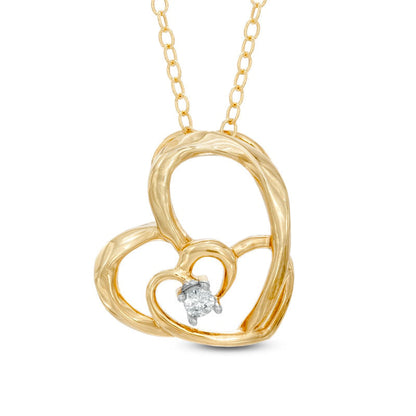 0.05 CT. T.W. Natural Diamond Abstract Heart Pendant in Sterling Silver with Yellow Rhodium