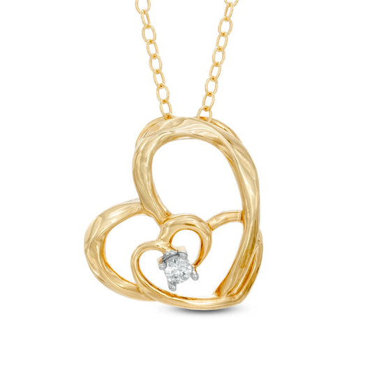 0.05 CT. T.W. Natural Diamond Abstract Heart Pendant in Sterling Silver with Yellow Rhodium