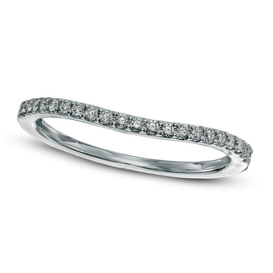 0.13 CT. T.W. Natural Diamond Contour Wedding Band in Solid 14K White Gold