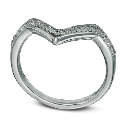 0.05 CT. T.W. Natural Diamond Deep Chevron Midi Ring in Sterling Silver