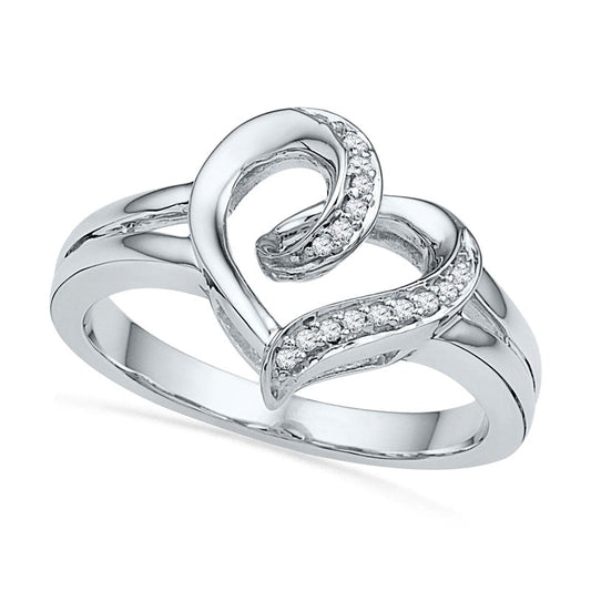 0.05 CT. T.W. Natural Diamond Looping Heart Ring in Sterling Silver