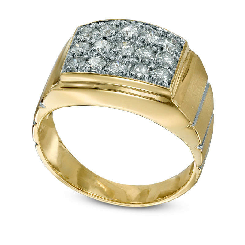 Men's 1.0 CT. T.W. Natural Diamond Square Composite Ring in Solid 10K Yellow Gold