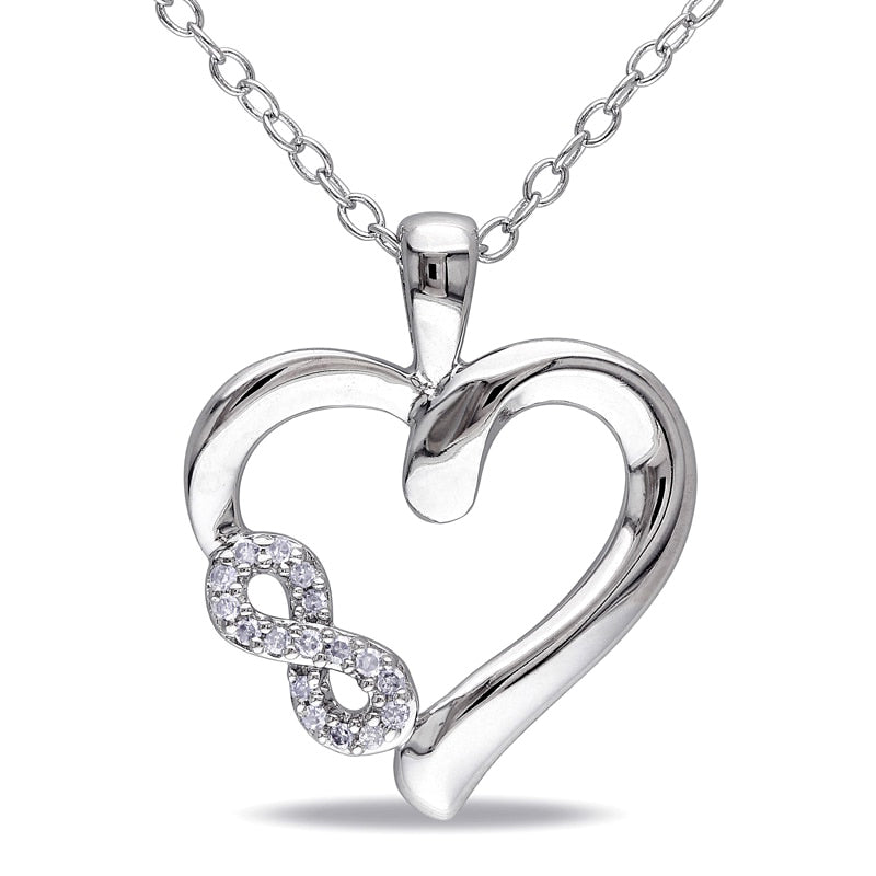 0.05 CT. T.W. Natural Diamond Heart with Infinity Pendant in Sterling Silver