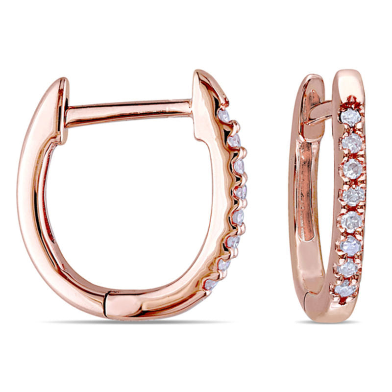 0.1 CT. T.W. Diamond Huggie Hoop Earrings in 10K Rose Gold