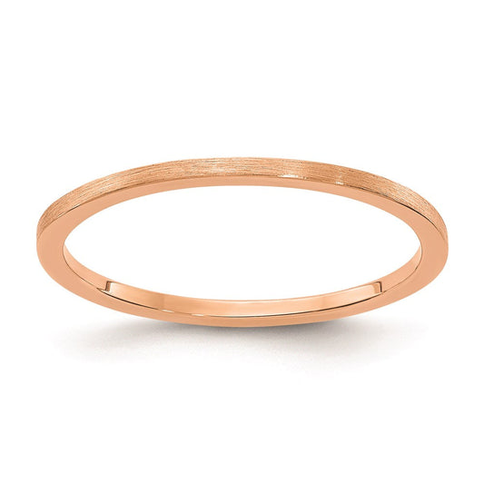 10K Rose Gold 1.2mm Flat Satin Stackable Men's / Ladies Wedding Band Ring