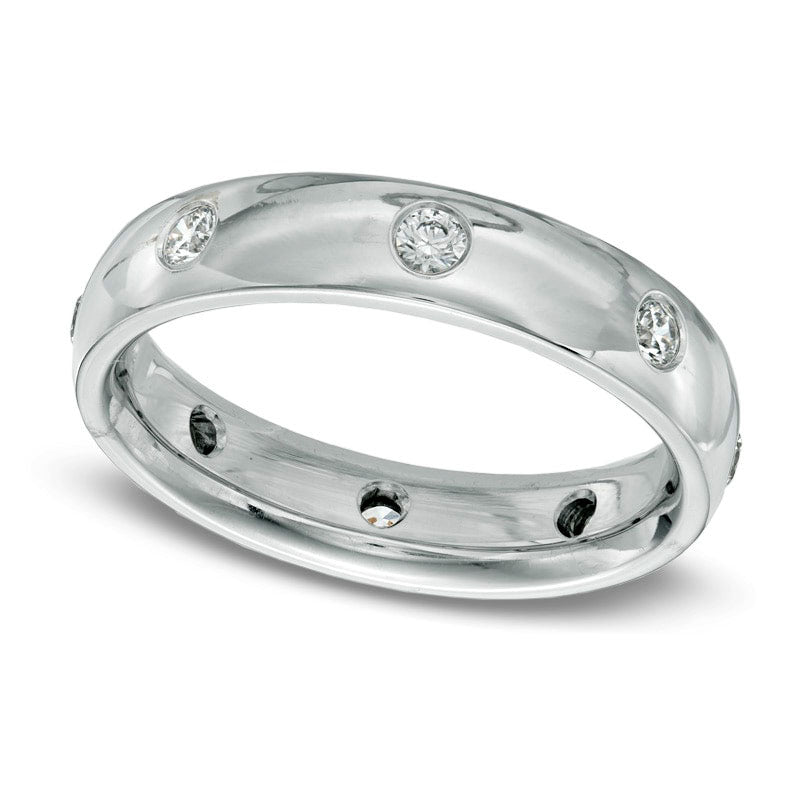 Men's 0.50 CT. T.W. Natural Diamond Polished Wedding Band in Solid 14K White Gold