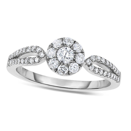 0.50 CT. T.W. Natural Diamond Split Shank Engagement Ring in Solid 10K White Gold