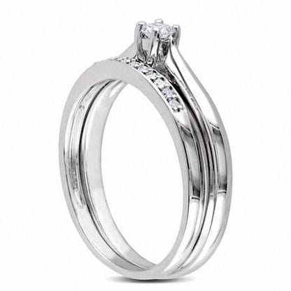 0.17 CT. T.W. Natural Diamond Bridal Engagement Ring Set in Sterling Silver
