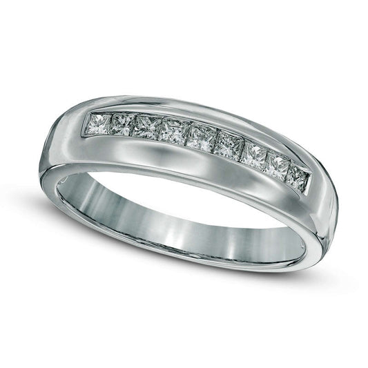 Men's 0.50 CT. T.W. Square-Cut Natural Diamond Wedding Band in Solid 14K White Gold