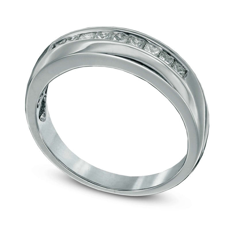 Men's 0.50 CT. T.W. Square-Cut Natural Diamond Wedding Band in Solid 14K White Gold