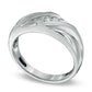 Men's 0.17 CT. T.W. Natural Diamond Slant Three Stone Comfort Fit Wedding Band in Solid 14K White Gold