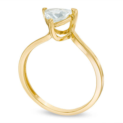 6.0mm Trillion-Cut Aquamarine Ring in Solid 10K Yellow Gold