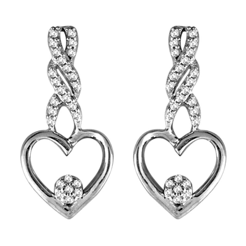 0.1 CT. T.W. Diamond Cascading Heart Drop Earrings in 10K White Gold