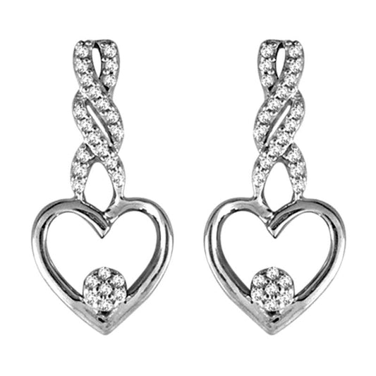 0.1 CT. T.W. Diamond Cascading Heart Drop Earrings in 10K White Gold