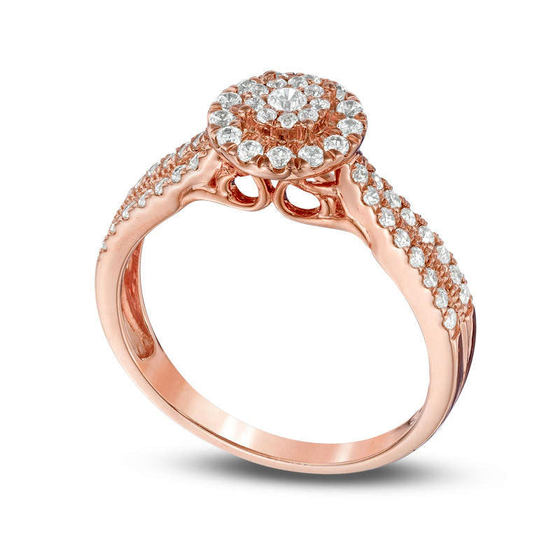 0.50 CT. T.W. Composite Natural Diamond Frame Engagement Ring in Solid 10K Rose Gold