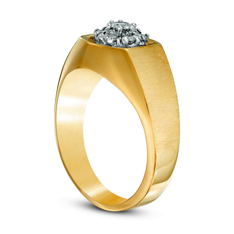 Men's 0.50 CT. T.W. Natural Diamond Cluster Comfort Fit Ring in Solid 10K Yellow Gold