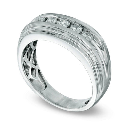 Men's 0.50 CT. T.W. Natural Diamond Wedding Band in Solid 14K White Gold