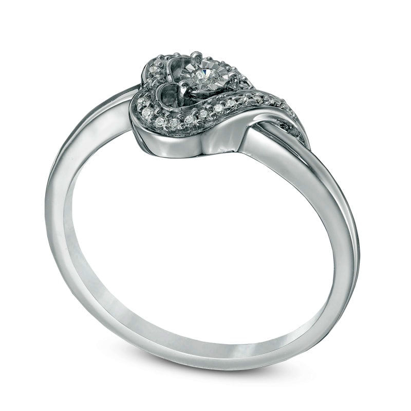 0.05 CT. T.W. Natural Diamond Sideways Heart Ring in Sterling Silver