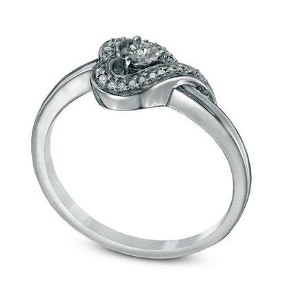 0.05 CT. T.W. Natural Diamond Sideways Heart Ring in Sterling Silver