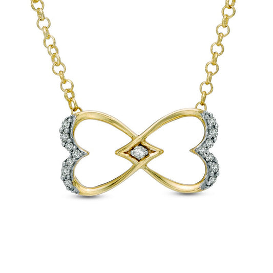 0.1 CT. T.W. Natural Diamond Heart-Shaped Infinity Pendant in Sterling Silver and 14K Gold Plate