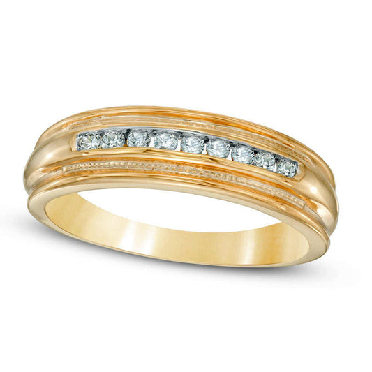 Men's 0.25 CT. T.W. Natural Diamond Wedding Band in Solid 10K Yellow Gold