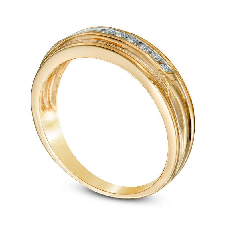 Men's 0.25 CT. T.W. Natural Diamond Wedding Band in Solid 10K Yellow Gold