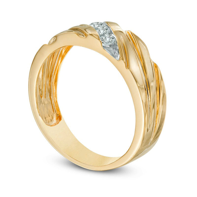 Men's 0.25 CT. T.W. Natural Diamond Wedding Band in Solid 10K Yellow Gold