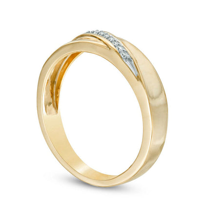 Men's Natural Diamond Accent Wedding Band in Solid 10K Yellow Gold