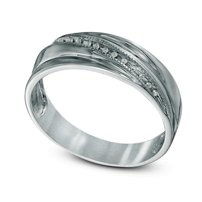 Natural Diamond Accent Wedding Band in Sterling Silver