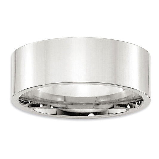 Men's 8.0mm Flat Comfort Fit Wedding Band in Sterling Silver