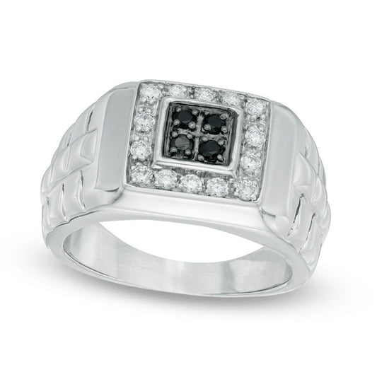 Men's 0.50 CT. T.W. Enhanced Black and White Natural Diamond Ring in Sterling Silver